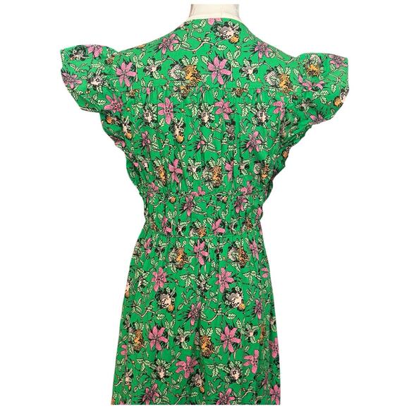 DEREK LAM 10 CROSBY Greta Floral Flutter Sleeve Midi Dress In Green Size 4 - Picture 14 of 14